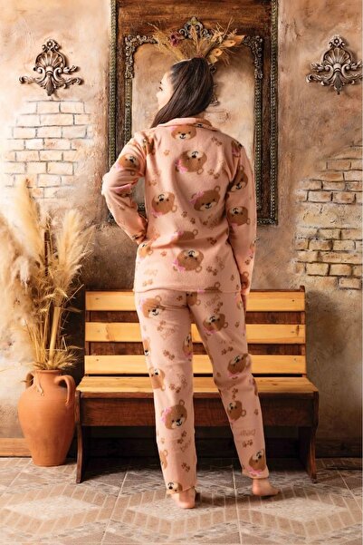 CALİA Women's Front Buttoned Long Sleeve Fleece Plush Winter Warm Pajamas Set