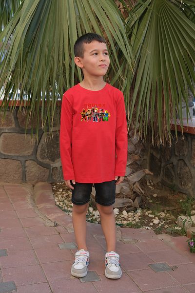 Raf Coll Girls/Boys Long Sleeve Knitted T-Shirt Roblox Front Digital Printed 100% Cotton (Thin Fabric