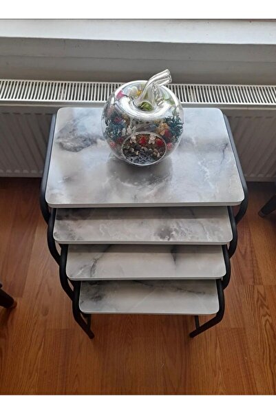 Can Vista Home Duman 4'lü Zigon Sehpa Metal Statik Siyah Ayaklı