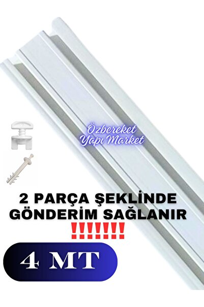 özbereketyapimarket Korniş 2 Raylı Perde Rayı 4 Metre 2 Li Korniş Süper Kalite