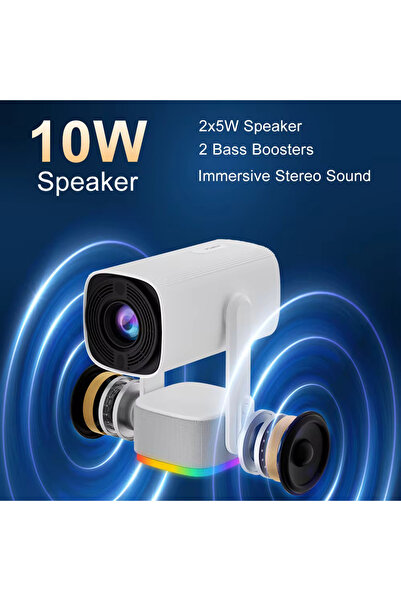 MEGAMUS K2 Projeksiyon dahili 9750mAh pil 4K HD Bluetooth Android Sinema açık Projeksiyon RGB ışık