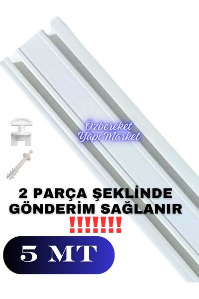 özbereketyapimarket Korniş 2 Raylı Perde Rayı 5 Metre 2 Li Korniş Süper Kalite