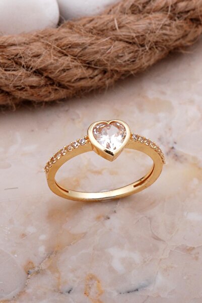 Sümer Telkari Kalp Tasarım Altın Yaldızlı Gümüş Yüzük 3700