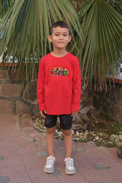 Raf Coll Girls/Boys Long Sleeve Knitted T-Shirt Roblox Front Digital Printed 100% Cotton (Thin Fabric