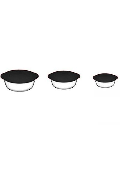 Paşabahçe Borcam 3-Piece Plastic Black Storage Set - With Lid