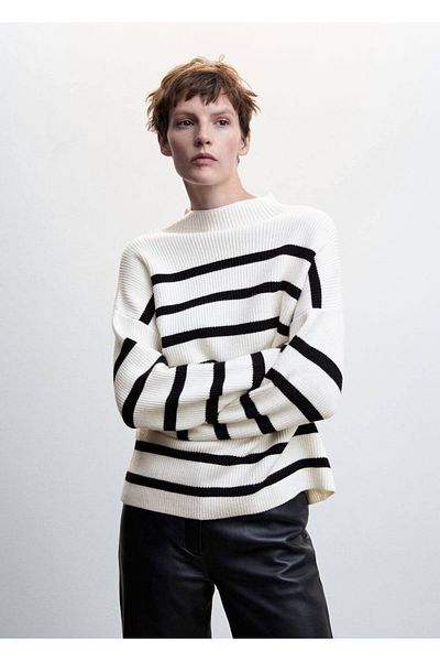 MANGO Woman Striped Rib Sweater
