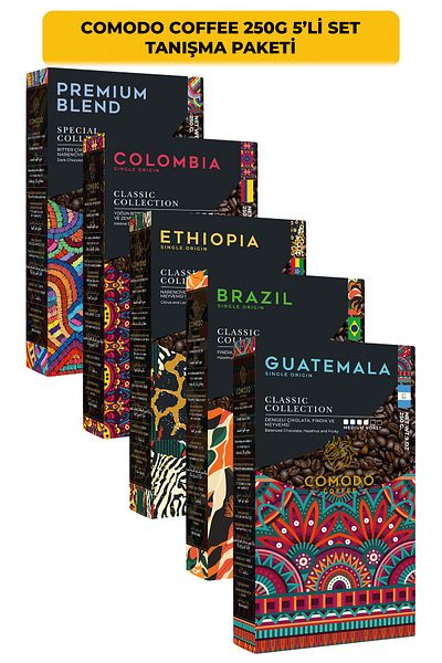Comodo Coffee WorlD Coffees - Set of 5 250g IntroDuction