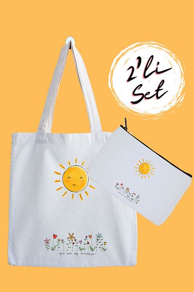 designedfy You Are My Sunshine Printed Cloth Pen and Bag Set
