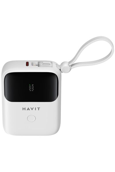 Havit PB5215 PD22.5W Type-C ve Lightning (Iphone) Kablo 10.000 mAh Powerbank - Led Göstegeli