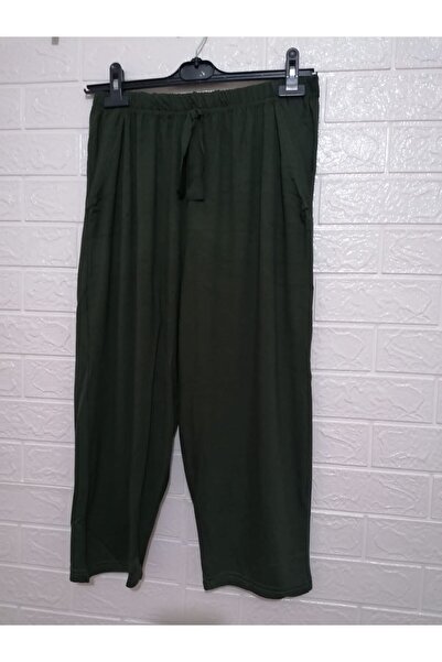 anne moda ankara Зелені однотонні літні штани - висока талія, 2 кишені, віскозний бавовняний капрі