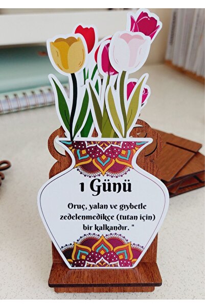 Sitarem Sanal İnternet Mağazacılığı Ramazan Rengarenk Çiçekli Takvimi -Ahşap Standlı-30 Günlük