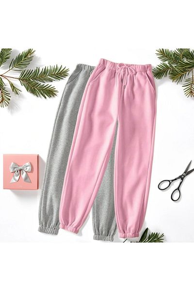 Fifty Color Ψηλόμεσο ελαστικό Winter Jogger Sweatpants Σετ 2 τεμαχίων