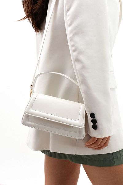 NBİBAGS Geantă de mână, de braț și de umăr pentru femei Moi White, cu design elegant, cu curea reglabilă, L:10 E:21 L:7 cm