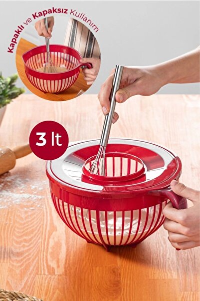 Stile Cucina وعاء خلاط بغطاء لينيا 3 لتر أحمر