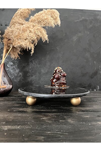 İDAY HOME Doğal Gold Ayaklı Mermer Pasta Kek Standı, Gold Boncuk Ayaklı Merme...