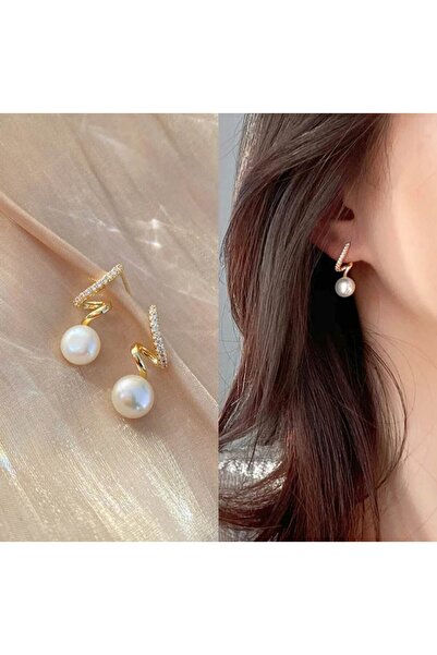 toptanhanem İncili Burgulu Tasarım Antialerjik Çelik Küpe