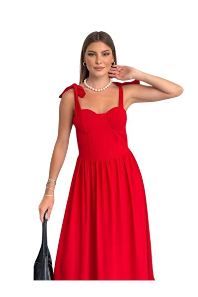WOMAN VISION Crvena maksi haljina sa grudnjacima Na vezivanje 005