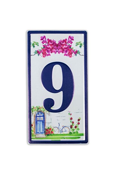 Home Door Number 9 - Metal, Self Adhesive