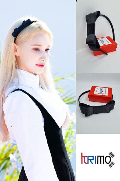 KRIMO Kpop Kep1Er Bahiyyih Black Satin Ribbon Crown