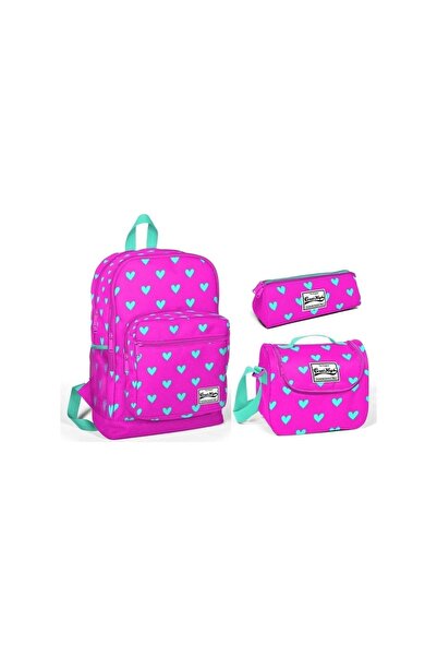 Yaygan Kids Yaygan Coral High Heart Patterned 3-Piece Primary School Bag Set ...