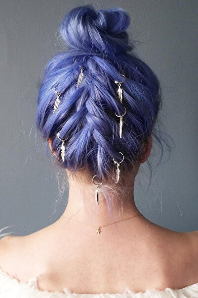 New Obsessions 7 bucăți de cercei de păr cu pene de aur