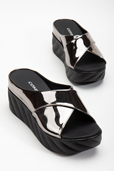 ZSHOES Papuci de damă cu toc pană complet ortopedic interior din piele lacuită