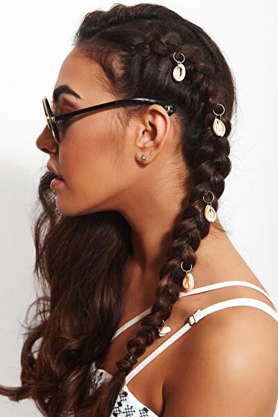 New Obsessions Set de 6 cercei de păr cu scoici de mare cu inele de argint