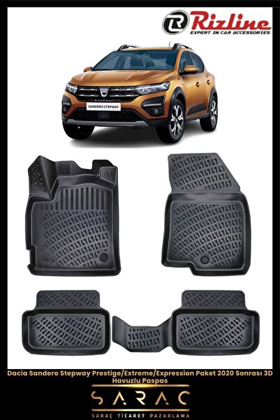 Rizline Dacia Sandero Stepway Expression 2023 Model(YENİ KASA) 3d Havuzlu Paspas