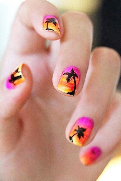 Flash Tattoos® Palmiye Tırnak Dövmesi - Tırnak Tattoo - Nail Art - Tırnak Sticker