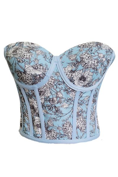 FİYPER Corset cu modele de flori de pasăre Bustieră Mărime gata