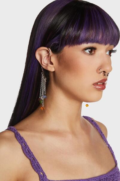New Obsessions Cosplay Renkli Kulak Aksesuarı Ear Cuff Küpe 2'li Set