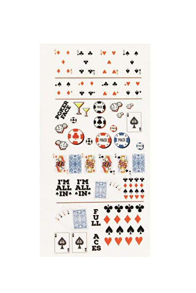 Flash Tattoos® Poker Desenli Tırnak Dövmesi