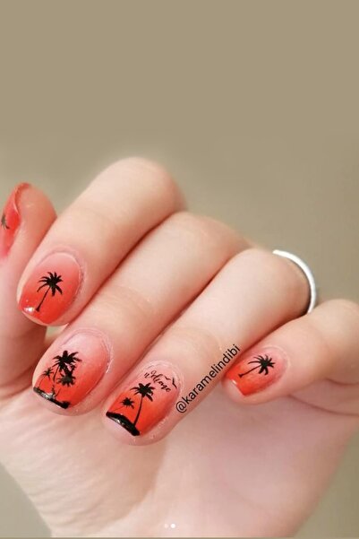 Flash Tattoos® Palmiye Tırnak Dövmesi - Tırnak Tattoo - Nail Art - Tırnak Sticker