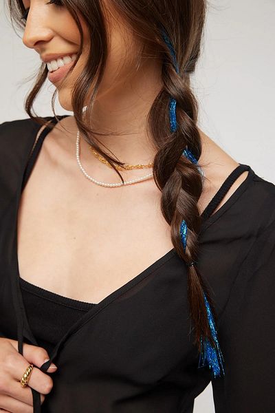 New Obsessions Glitter Hair Sparkle Hair Tinsel Glitter Hair Strings Midnight Blue
