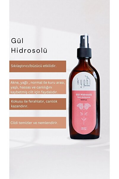 Kyphi Natural Gül Hidrosolü( Rosa Damascena ) %100 Saf Gül Suyu