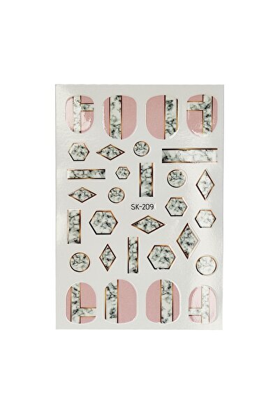 Flash Tattoos® Altın Şeritli Mermer Desenli Geometrik Kendinden Yapışkanlı Na...