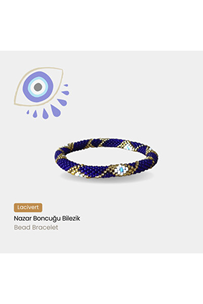Pötikare Butik Atölye Navy Blue Evil Eye Bead Patterned Bracelet