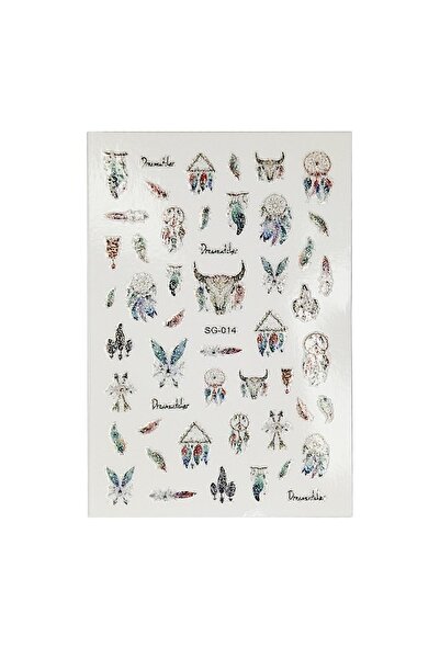 Flash Tattoos® Simli Dreamcatcher Tribal Boho Desenli Kendinden Yapışkanlı Nail Art Süsü Tırnak Sticker