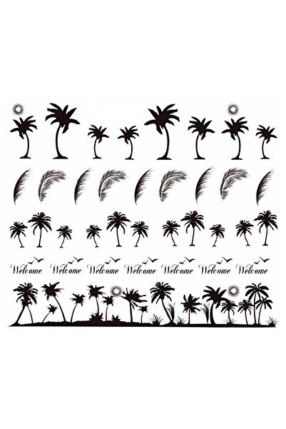 Flash Tattoos® Palmiye Tırnak Dövmesi - Tırnak Tattoo - Nail Art - Tırnak Sticker