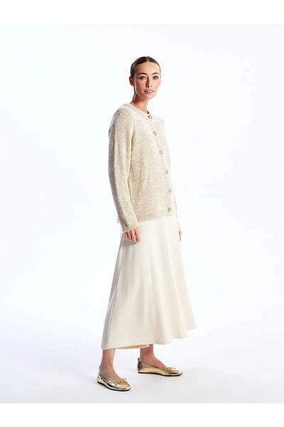 LC Waikiki Lcwaikiki Classic Ecru Women's Elastic Waist Straight Skirt