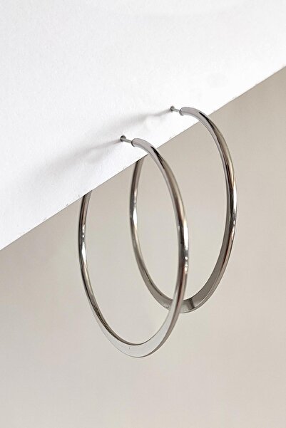 New Obsessions Paslanmaz Çelik Yassı Halka Küpe Altın Kaplama