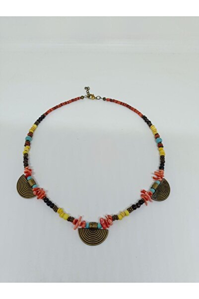 mama india alaçatı قلادة قصيرة بوهيمية أصلية بتصميم عرقي مرجاني رقم: 20