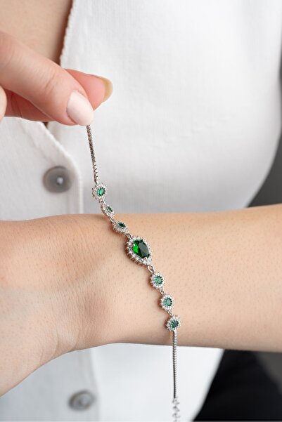 Silvano Jewelry 925 Ayar Gümüş Elmas Montür Damla Bileklik