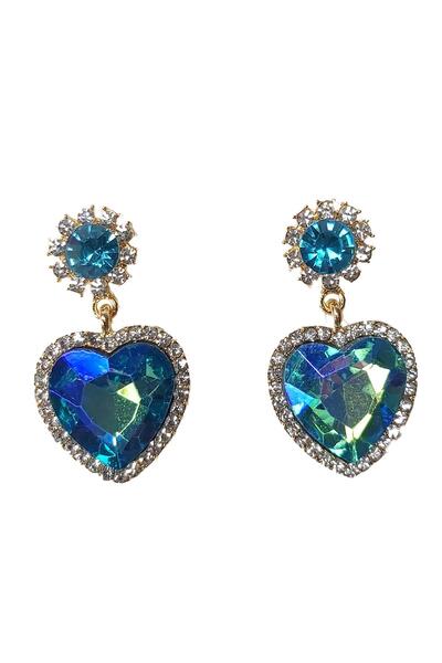 New Obsessions أقراط سهرة رائعة على شكل قلب مثل الجليد