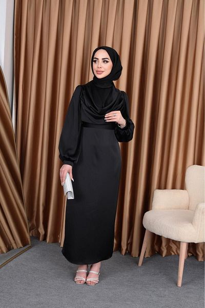 modadeywearst Σατέν Hijab Βραδινό Φόρεμα - Dagaje Cut