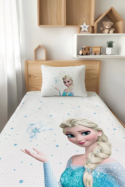 Talia Home Karlar Ülkesi Mavi Elsa Desenli Tek Kişilik Çocuk PİKE Takımı