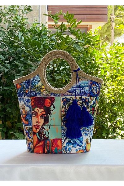 çanta tasarımcısı Turquoise Ceramic Beach Bag