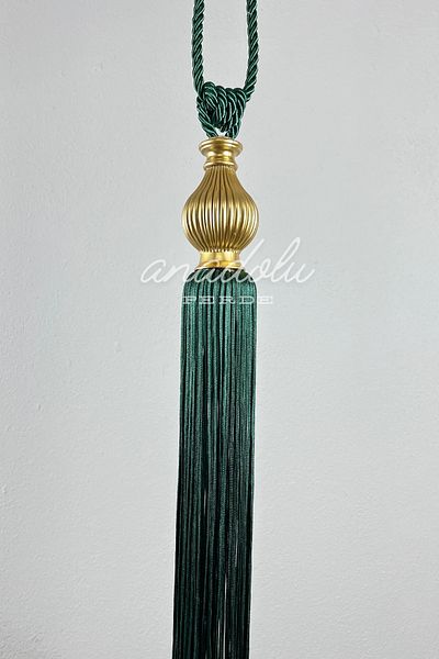 GLOMAR Χρυσό Kuka Emerald Green Κουρτίνα Φόντο Δέσιμο - Οροφής Luxury Cornice Braçol, One Piece