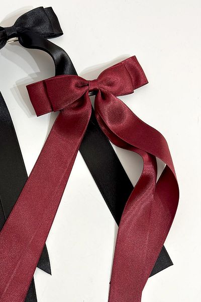 New Obsessions Double Satin Bow Ribbon Buckle Claret Red- Black Pack of 2