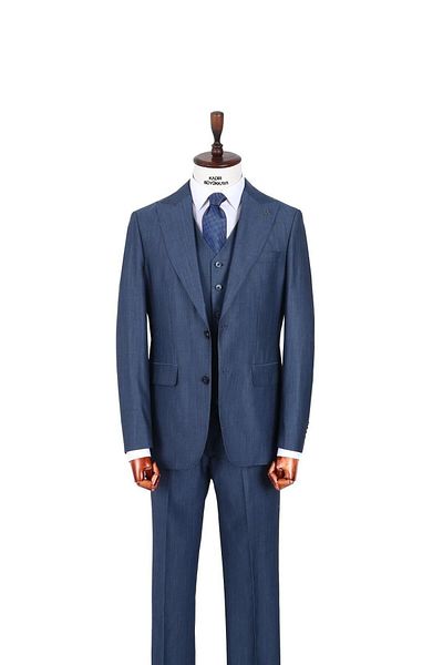 Kadir Büyükkaya Stylish and Comfortable Men's Suit with Vest - Slim Fit Viscose Blend-Kaw1029S